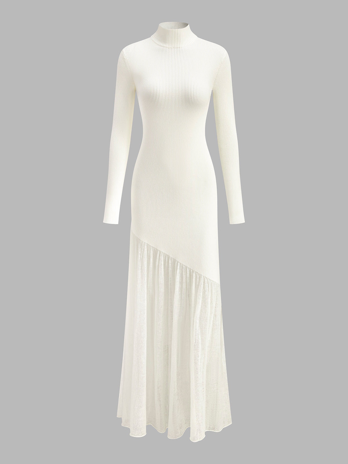 Mock Neck Pleated Panel Sweater Dress