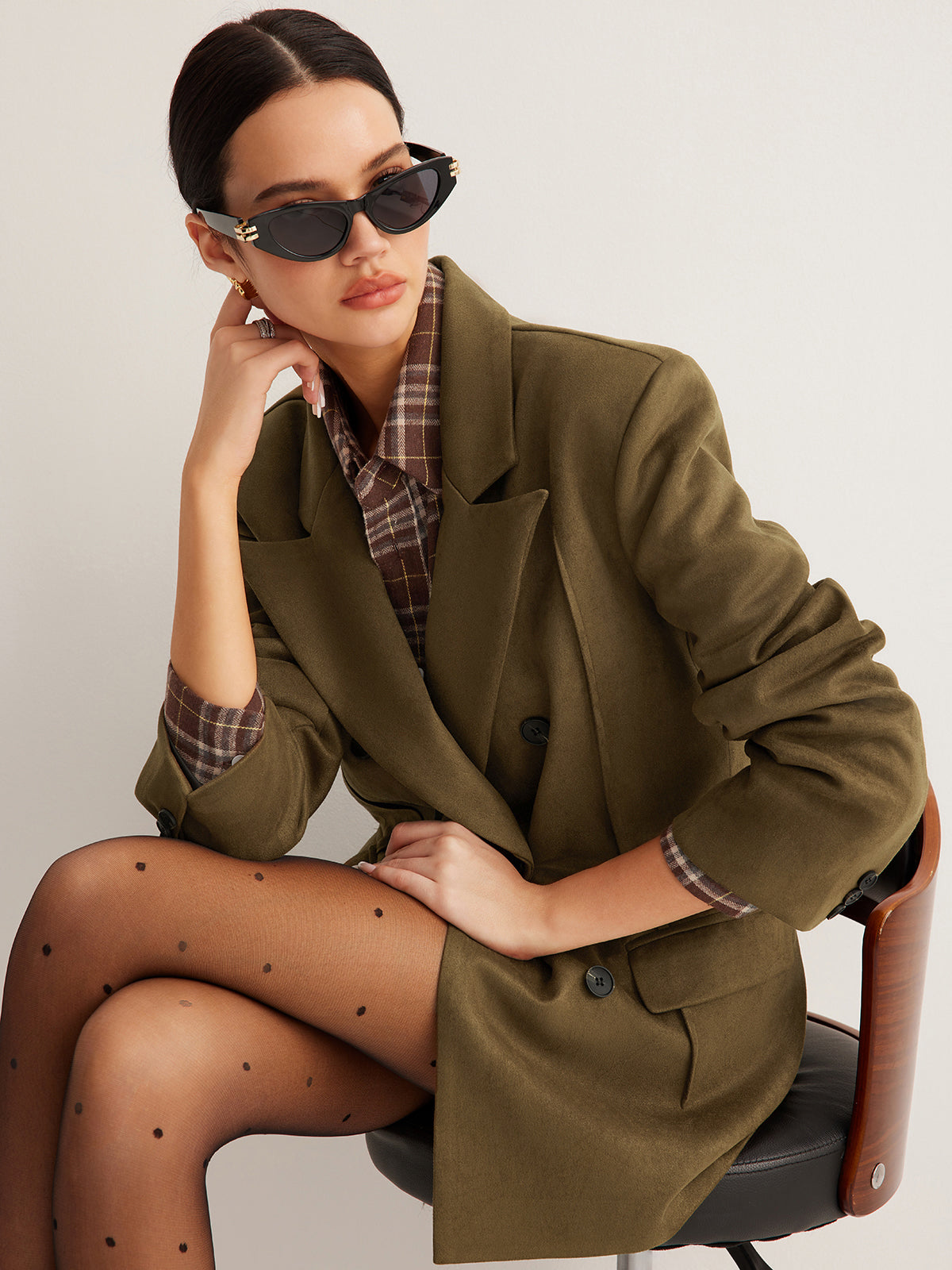 Deri Kesim Arkası Yırtmaçlı Blazer