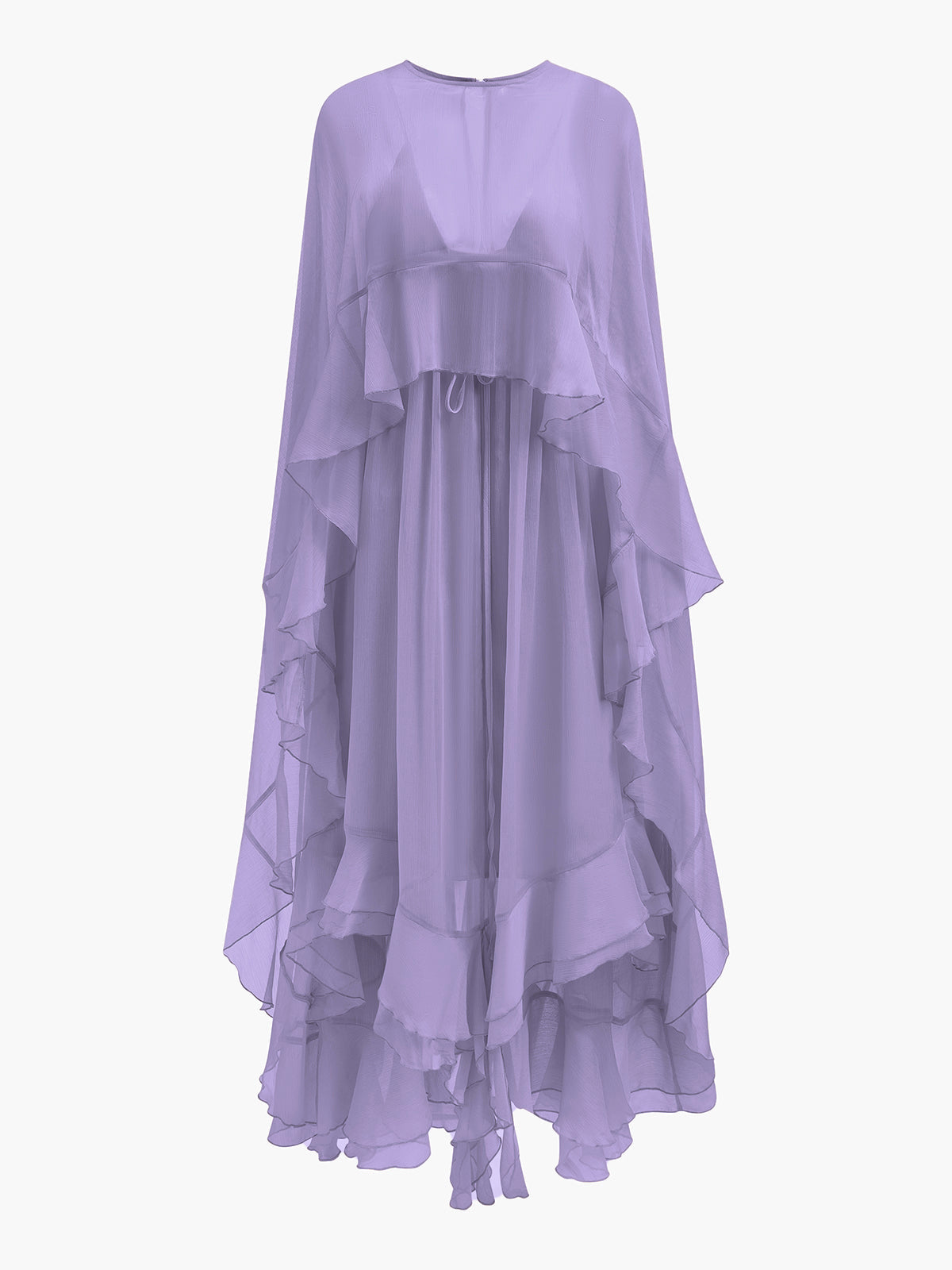 Chiffon Layered Dress With Cloak