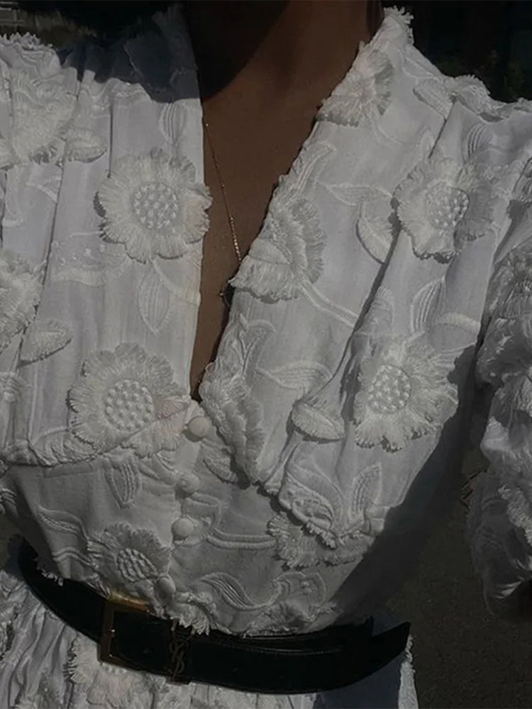 Eddy - V Yaka Zarif Baskılı Kadın Elbise