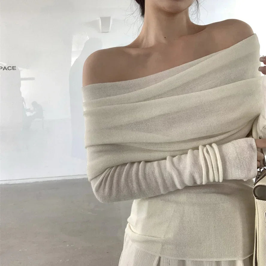 Eddy Uzun Kollu Kayık Yaka Bahar İnce Moda Yumuşak Tasarım Şık Genç